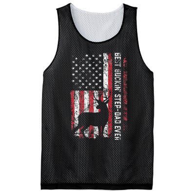 Flag Best Buckin Step Dad Ever Deer Hunting Fathers Day Mesh Reversible Basketball Jersey Tank