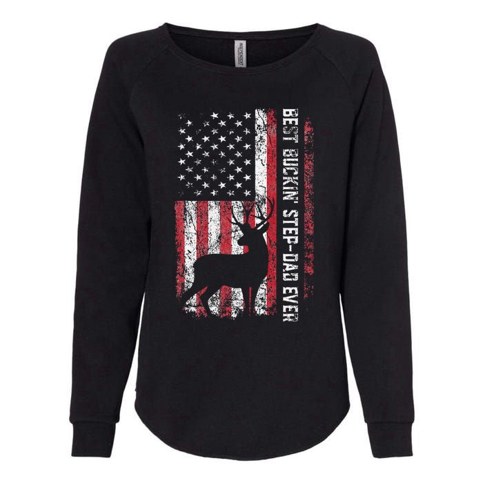 Flag Best Buckin Step Dad Ever Deer Hunting Fathers Day Womens California Wash Sweatshirt