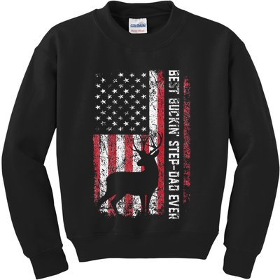 Flag Best Buckin Step Dad Ever Deer Hunting Fathers Day Kids Sweatshirt