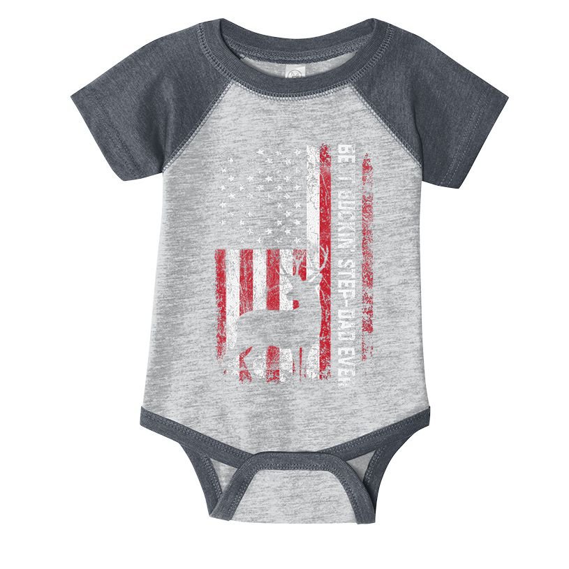 Flag Best Buckin Step Dad Ever Deer Hunting Fathers Day Infant Baby Jersey Bodysuit