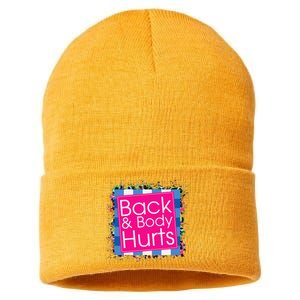 Funny Back Body Hurts Quote Workout Gym Top Sustainable Knit Beanie