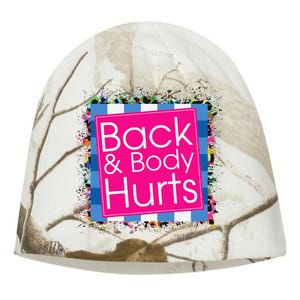 Funny Back Body Hurts Quote Workout Gym Top Kati - Camo Knit Beanie