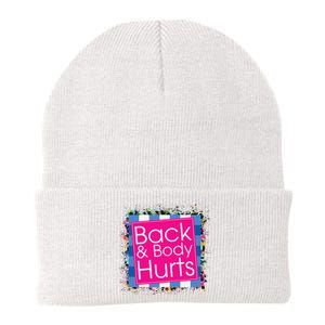 Funny Back Body Hurts Quote Workout Gym Top Knit Cap Winter Beanie