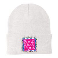 Funny Back Body Hurts Quote Workout Gym Top Knit Cap Winter Beanie