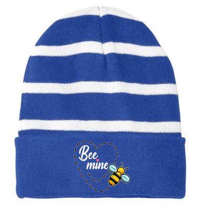 Funny Bee Beekeeper Valentines Day Gift Striped Beanie with Solid Band