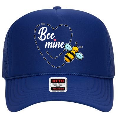 Funny Bee Beekeeper Valentines Day Gift High Crown Mesh Back Trucker Hat