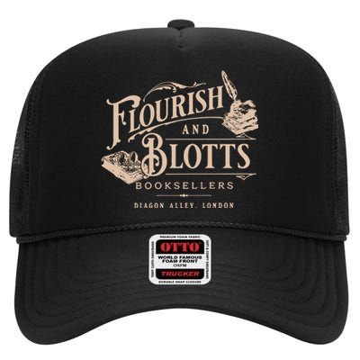 Flourish Blotts Bookish Hp Fan Potter High Crown Mesh Back Trucker Hat