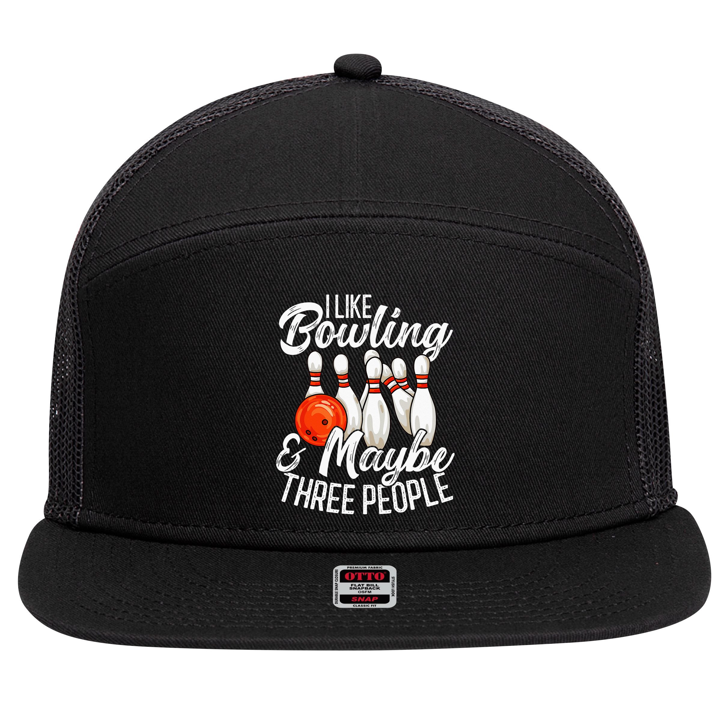 Funny Bowling Bowler Tenpin Bowling 7 Panel Mesh Trucker Snapback Hat