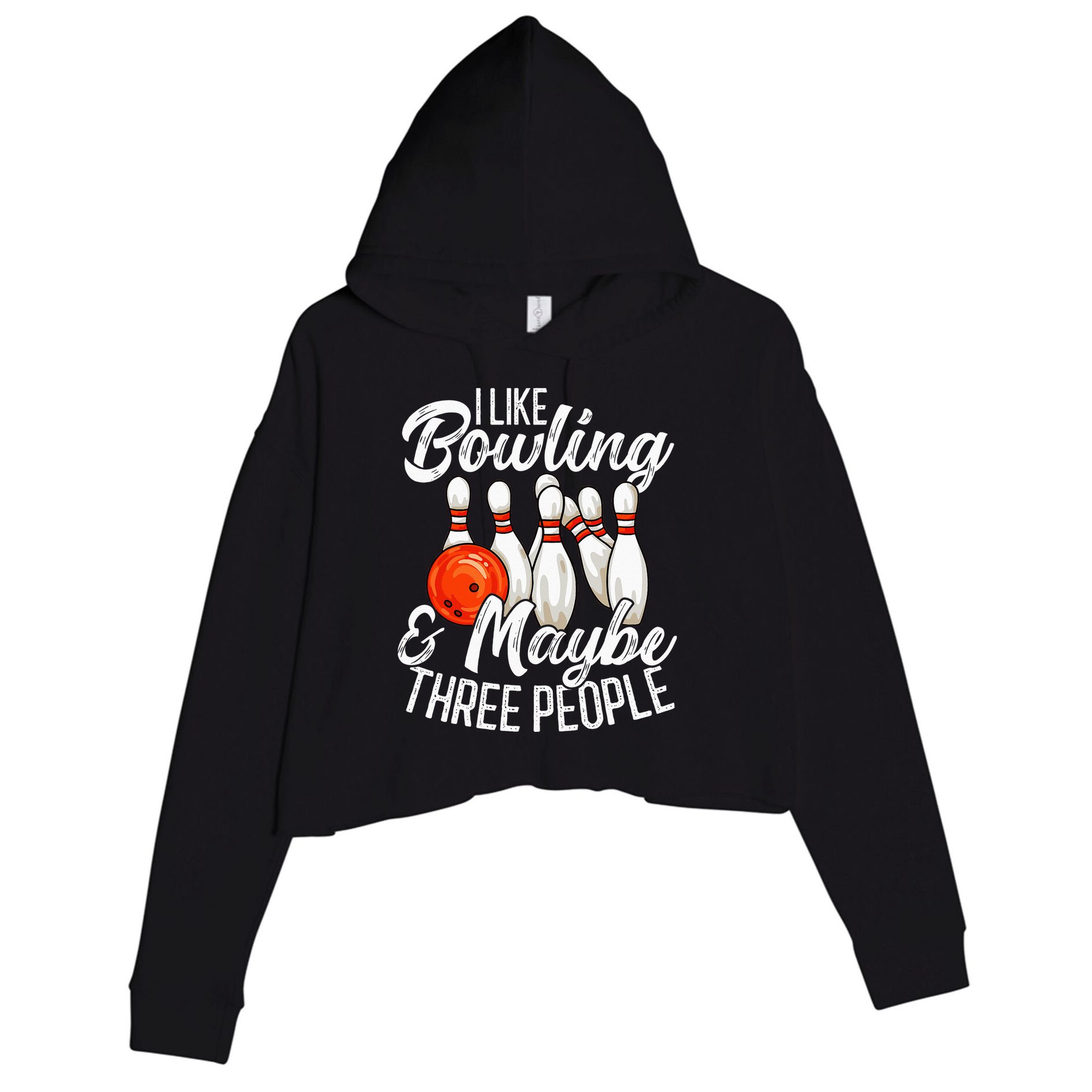 Funny Bowling Bowler Tenpin Bowling Crop Fleece Hoodie