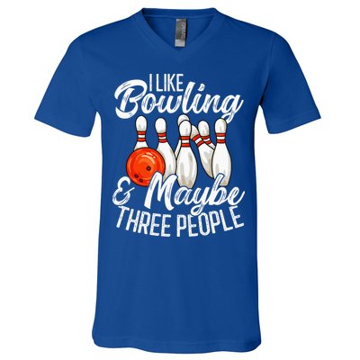 Funny Bowling Bowler Tenpin Bowling V-Neck T-Shirt