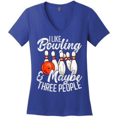 Funny Bowling Bowler Tenpin Bowling Women's V-Neck T-Shirt