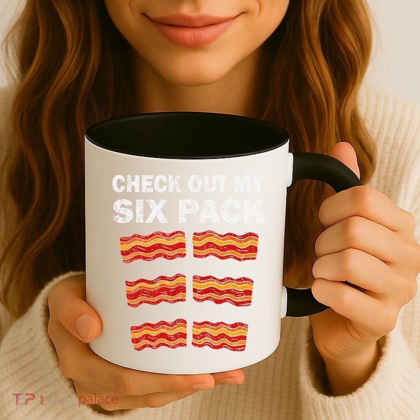 Funny Bacon BBQ Dad Grill CHECK OUT MY SIX PACK Mug