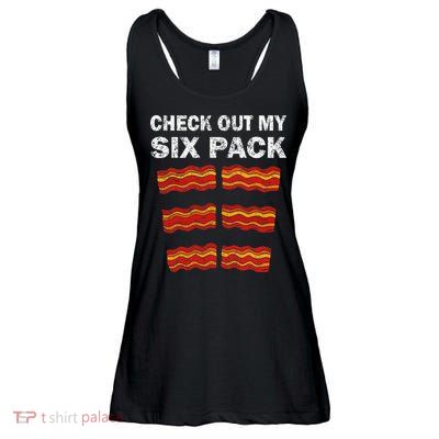 Funny Bacon BBQ Dad Grill CHECK OUT MY SIX PACK Ladies Essential Flowy Tank