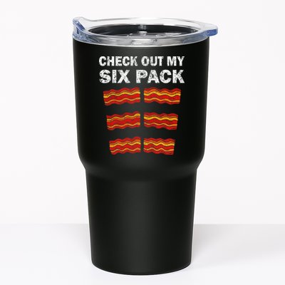 Funny Bacon BBQ Dad Grill CHECK OUT MY SIX PACK Tumbler