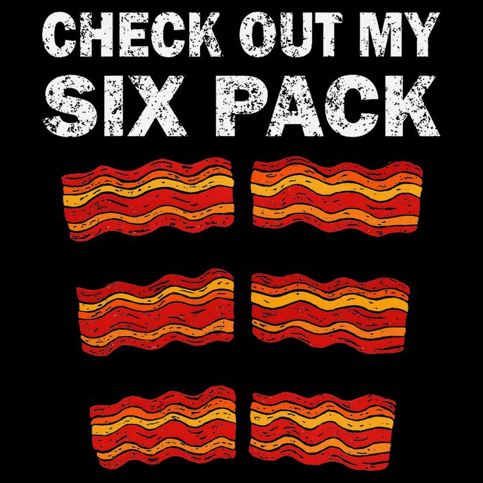 Funny Bacon BBQ Dad Grill CHECK OUT MY SIX PACK Sustainable Knit Beanie