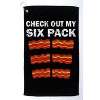 Funny Bacon BBQ Dad Grill CHECK OUT MY SIX PACK Golf Towel