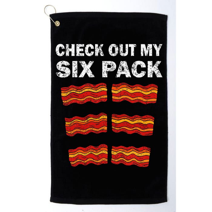 Funny Bacon BBQ Dad Grill CHECK OUT MY SIX PACK Golf Towel
