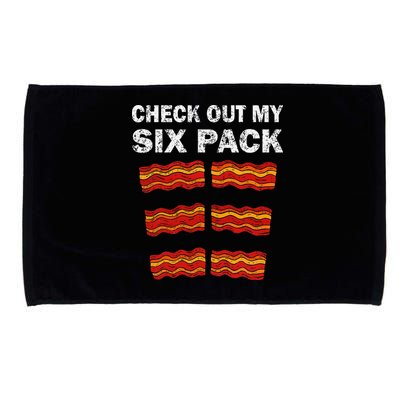 Funny Bacon BBQ Dad Grill CHECK OUT MY SIX PACK Microfiber Hand Towel