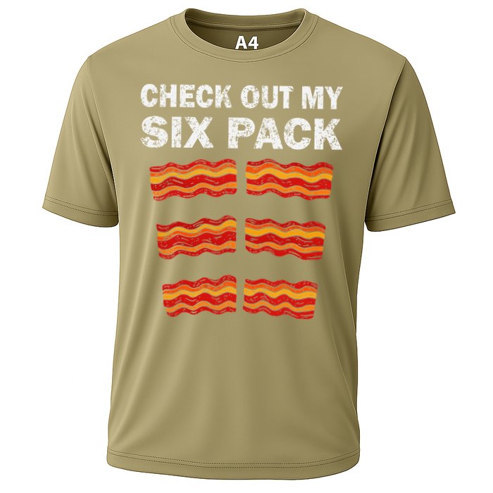 Funny Bacon BBQ Dad Grill CHECK OUT MY SIX PACK Cooling Performance Crew T-Shirt