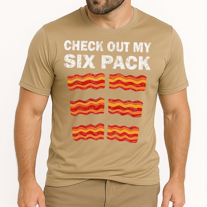 Funny Bacon BBQ Dad Grill CHECK OUT MY SIX PACK Cooling Performance Crew T-Shirt