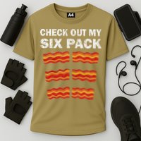 Funny Bacon BBQ Dad Grill CHECK OUT MY SIX PACK Cooling Performance Crew T-Shirt