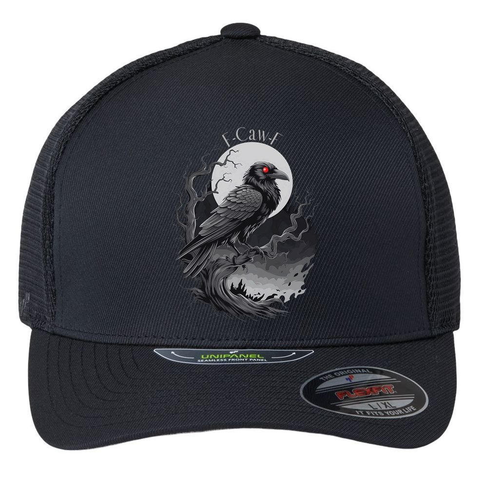 F-Caw-F Black Bird  Flexfit Unipanel Trucker Cap