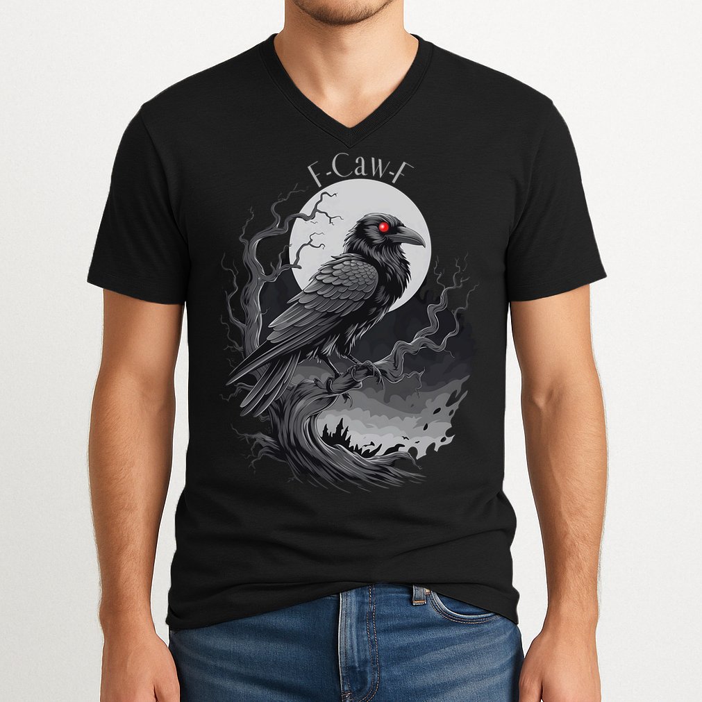 F-Caw-F Black Bird  V-Neck T-Shirt