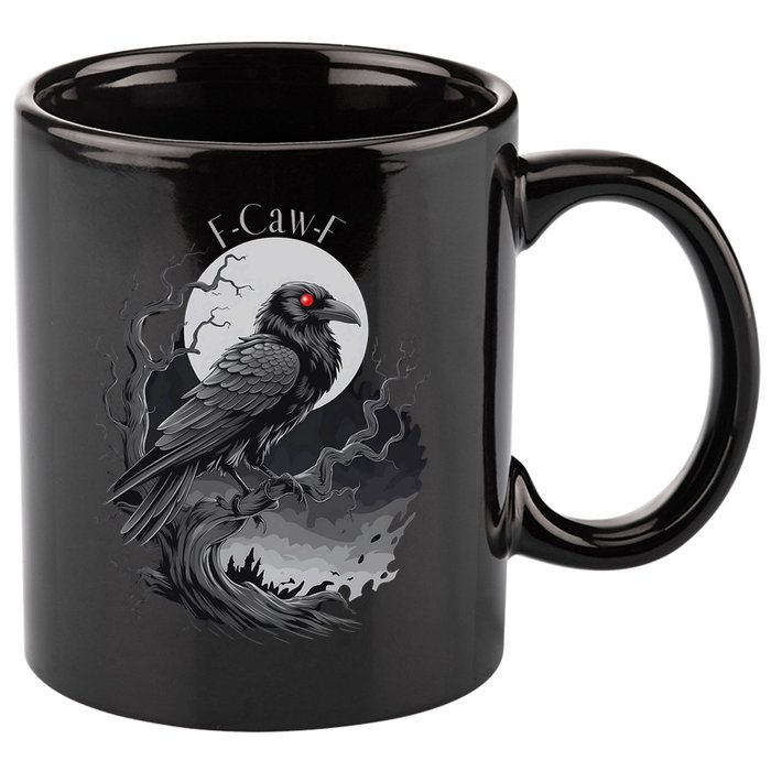 F-Caw-F Black Bird  11oz C Handle Ceramic Mug