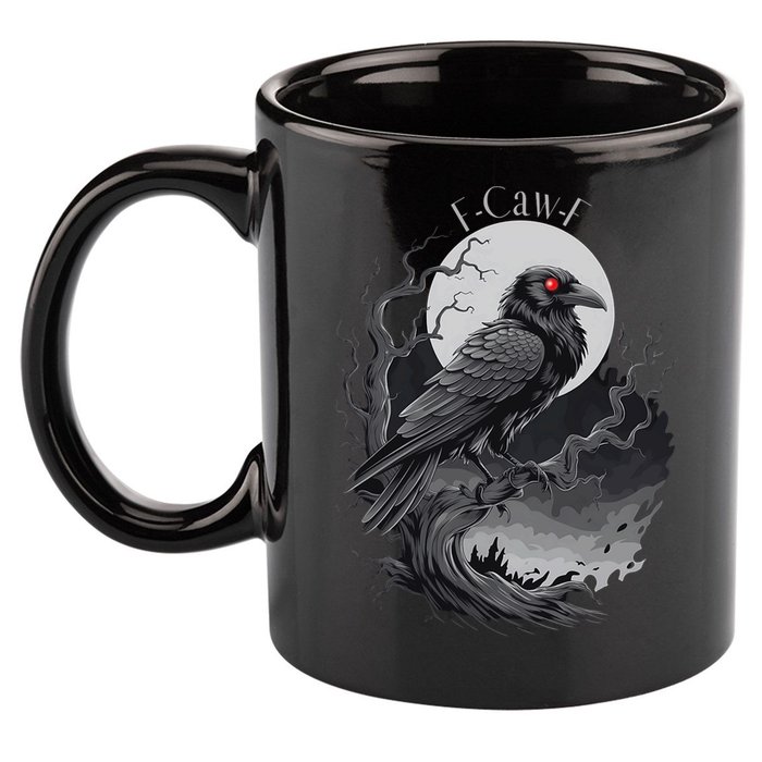 F-Caw-F Black Bird  11oz C Handle Ceramic Mug