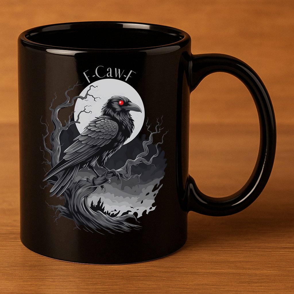 F-Caw-F Black Bird  11oz C Handle Ceramic Mug