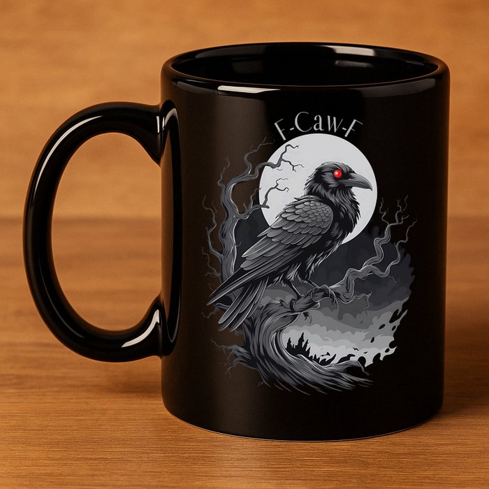 F-Caw-F Black Bird  11oz C Handle Ceramic Mug