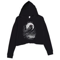 F-Caw-F Black Bird  Crop Fleece Hoodie