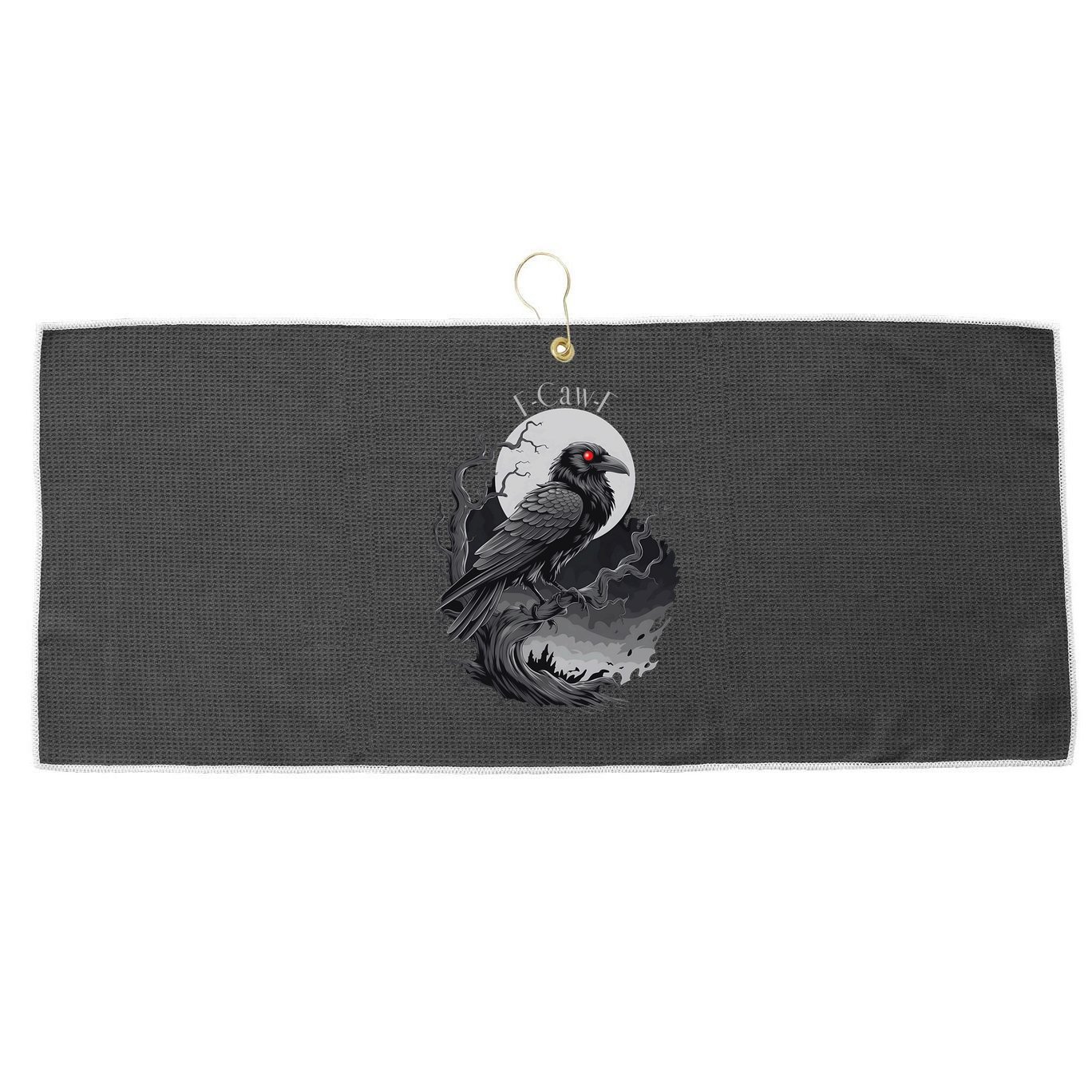 F-Caw-F Black Bird  Large Microfiber Waffle Golf Towel