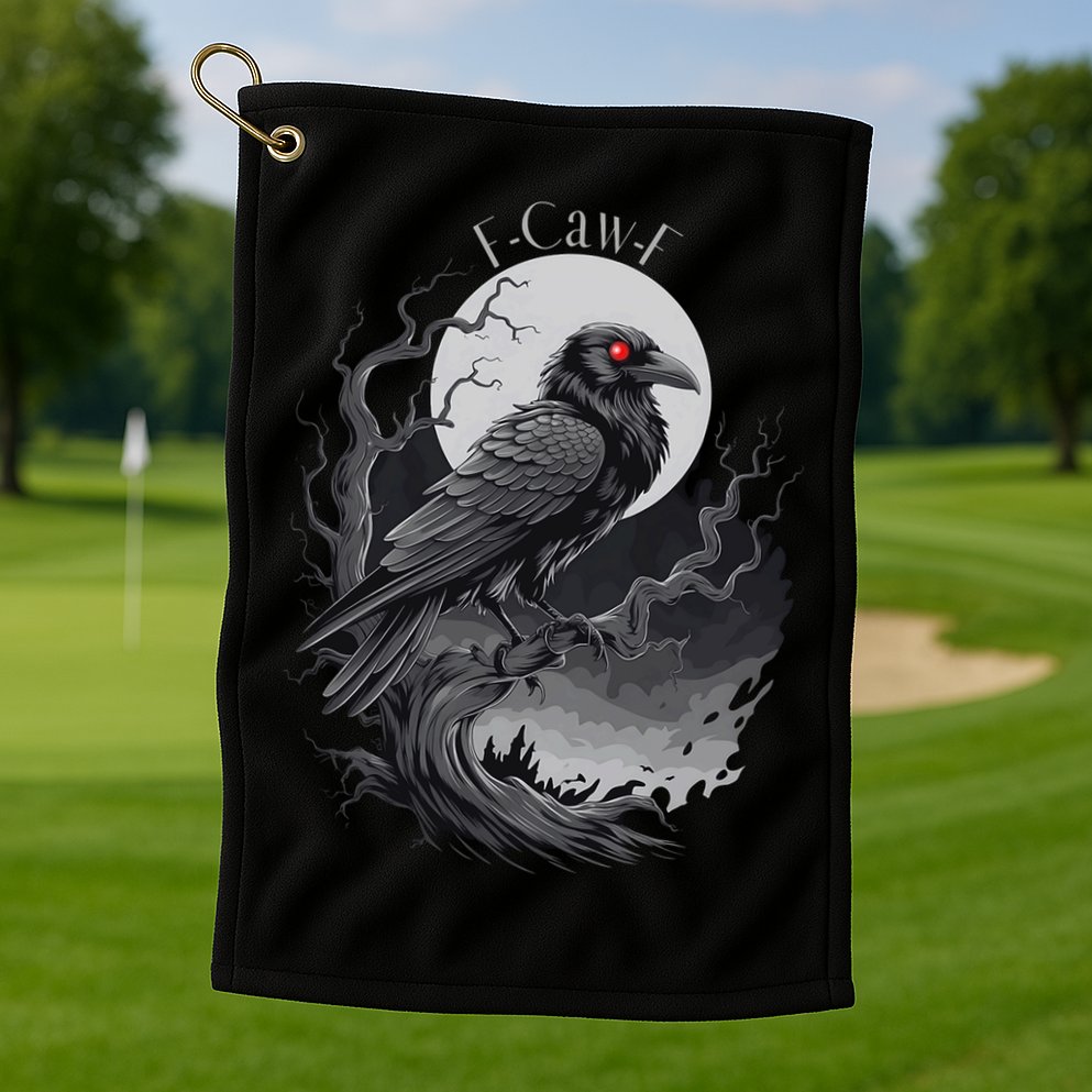 F-Caw-F Black Bird  Golf Towel