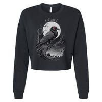 F-Caw-F Black Bird  Cropped Pullover Crew