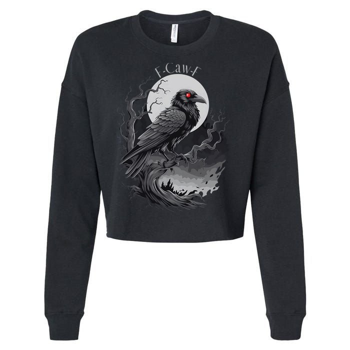 F-Caw-F Black Bird  Cropped Pullover Crew