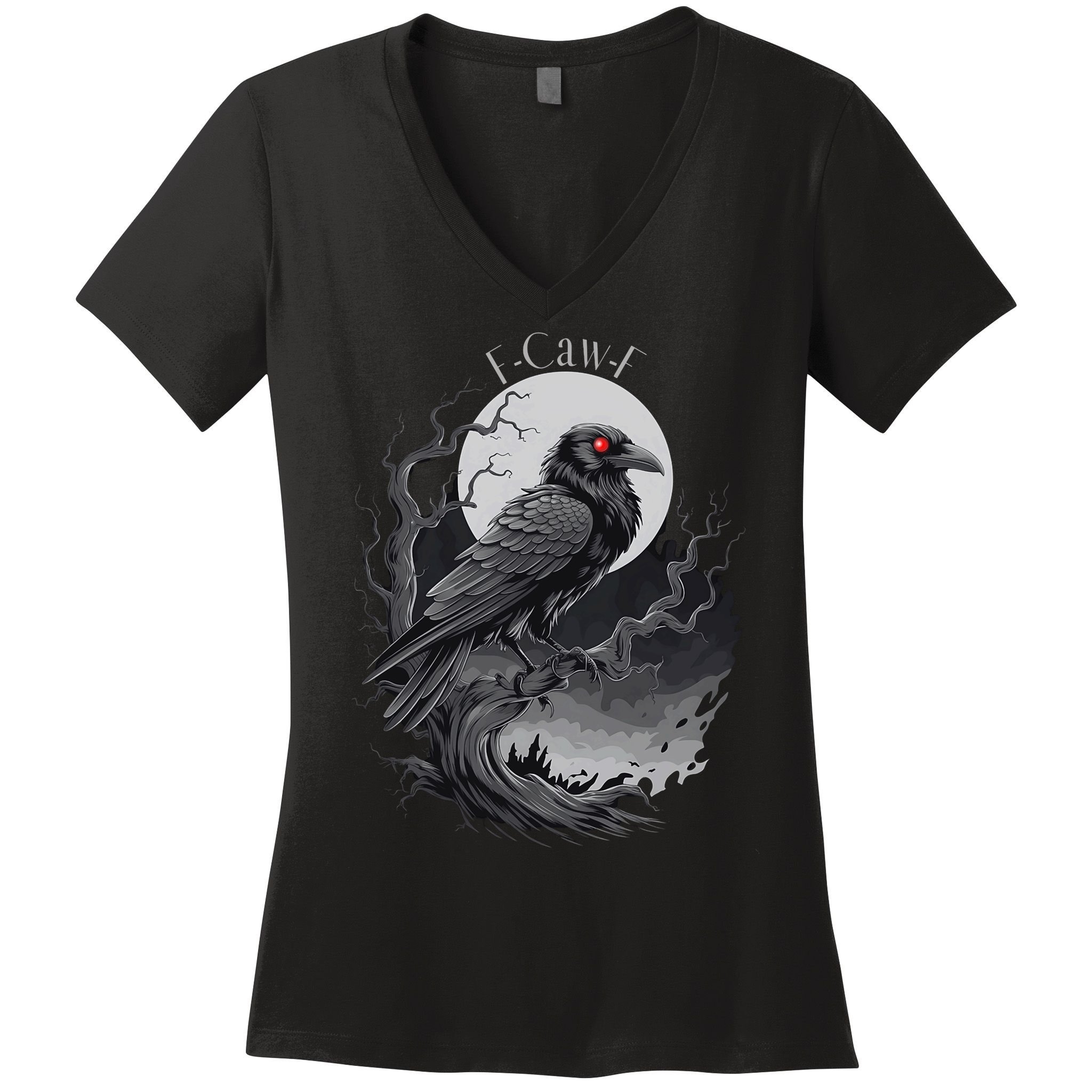 F-Caw-F Black Bird  Women's V-Neck T-Shirt
