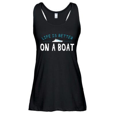 Funny Boating Boat Gift Life Better On Boat Captain Ladies Essential Flowy Tank