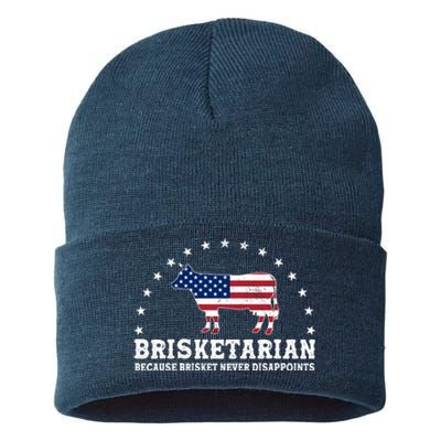 Funny Brisketarian Because Brisket Never Disappoints Sustainable Knit Beanie