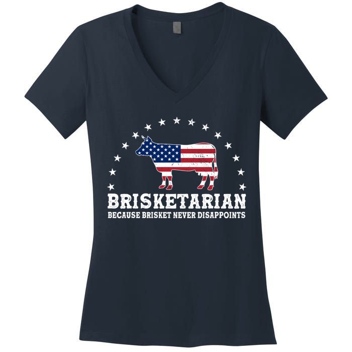 Funny Brisketarian Because Brisket Never Disappoints Women's V-Neck T-Shirt