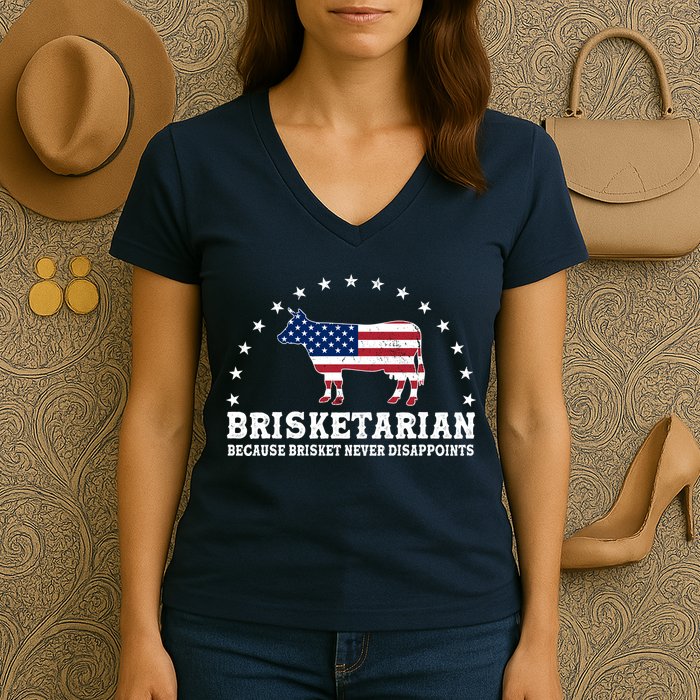 Funny Brisketarian Because Brisket Never Disappoints Women's V-Neck T-Shirt