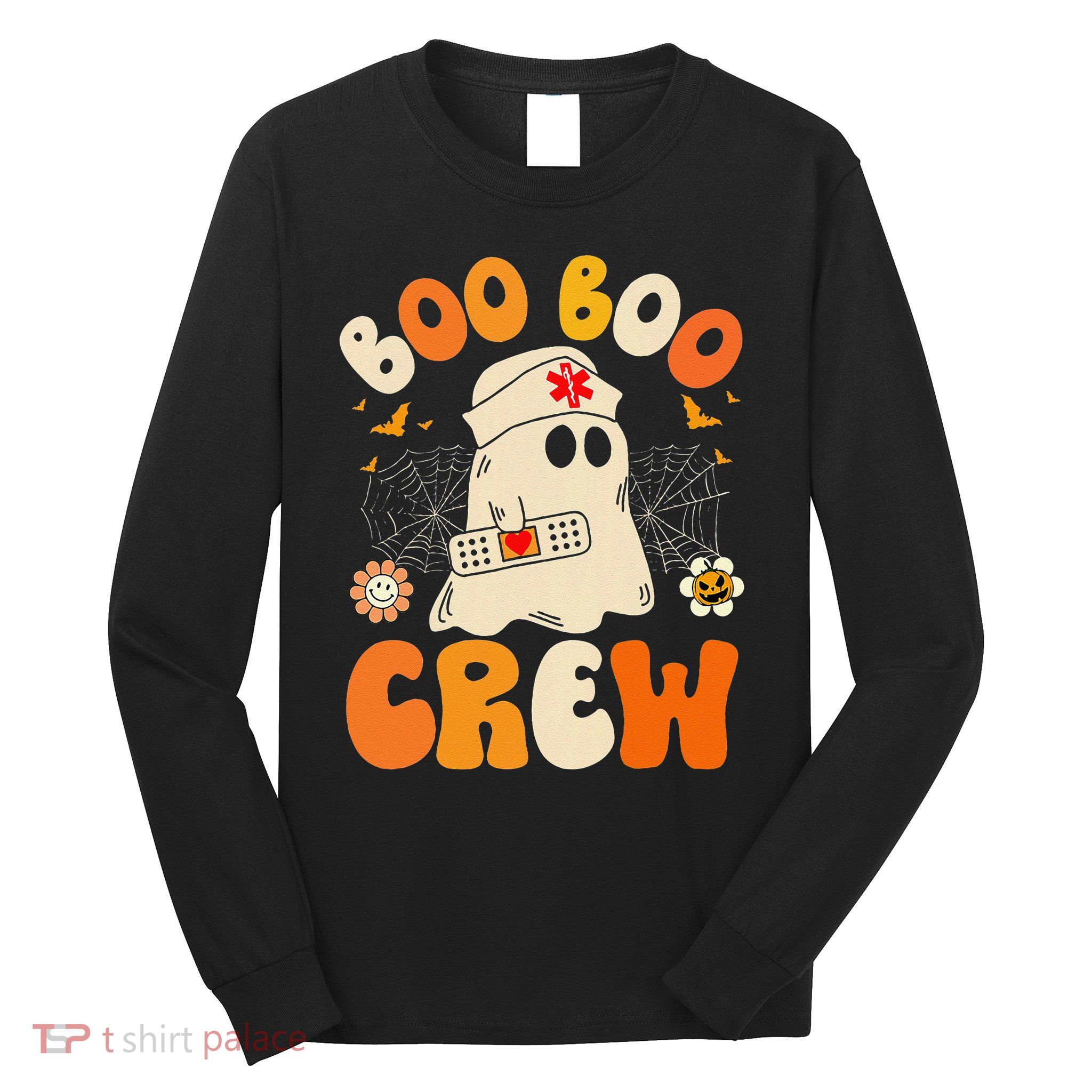 Funny Boo Boo Crew Nurse Ghost Halloween Nurse Long Sleeve Shirt