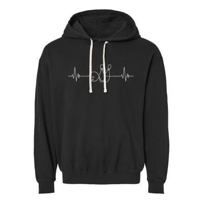 Funny Bowling  Bowler Heartbeat Tee Tenpin Bowling Garment-Dyed Fleece Hoodie