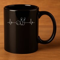 Funny Bowling  Bowler Heartbeat Tee Tenpin Bowling 11oz C Handle Ceramic Mug