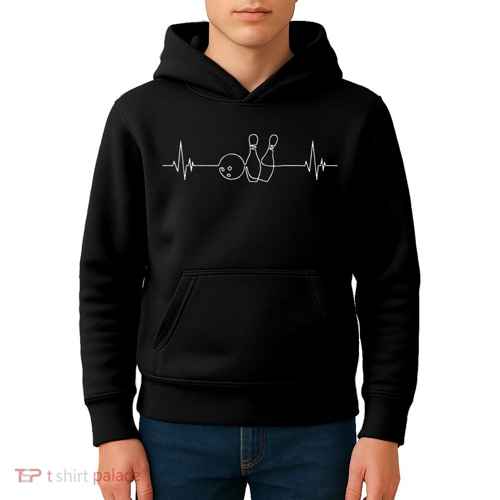 Funny Bowling  Bowler Heartbeat Tee Tenpin Bowling Kids Hoodie
