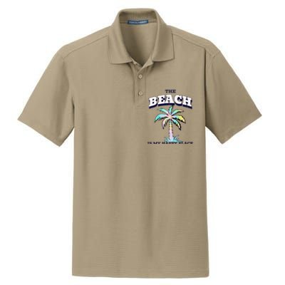 Family Beach Beach Is My Happy Place Vacation Dry Zone Grid Polo