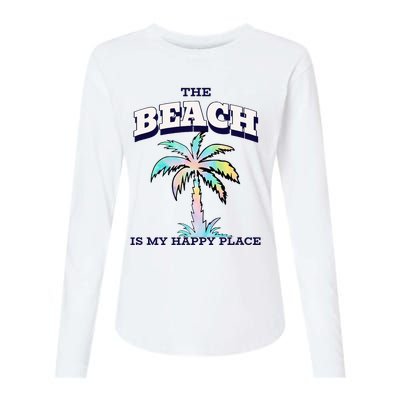 Family Beach Beach Is My Happy Place Vacation Womens Cotton Relaxed Long Sleeve T-Shirt