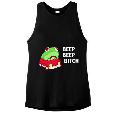 Frog Beep Beep Bitch Ladies PosiCharge Tri-Blend Wicking Tank