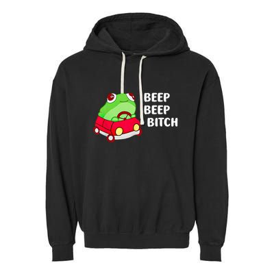 Frog Beep Beep Bitch Garment-Dyed Fleece Hoodie