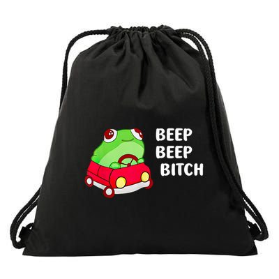 Frog Beep Beep Bitch Drawstring Bag